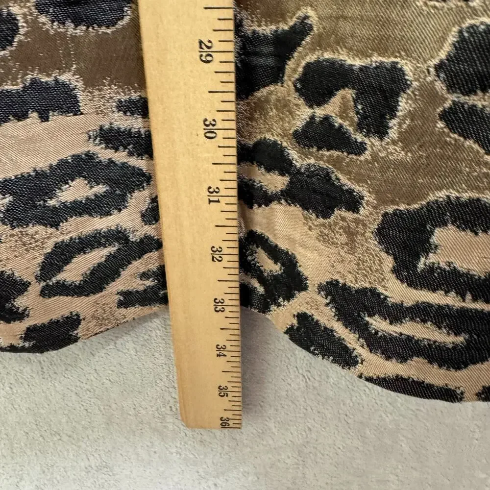 Chicos Jacket Womens 8/10 Brown Black Shimmer Animal Print Topper Open Front